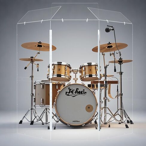 درع الطبل المحمول المكون من 5 ألواح 2FT × 5FT مع عاكسات، درع أكريليك بمفصلات معدنية كاملة الطول، قفص طبل، مثالي للعروض الحية والكنائس (5 لوحات مع انحرافات) in Kuwait