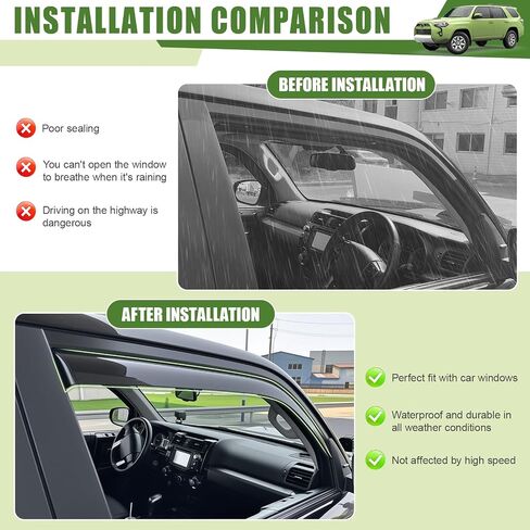 Window Visors Rain Guards for 2025 Toyota 4Runner, Durable Side Window Vent Deflectors Wind Shades for 4 Runner Accessories Black 4 Pcs(Upgrade in-Channel) in Kuwait