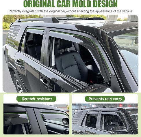 Window Visors Rain Guards for 2025 Toyota 4Runner, Durable Side Window Vent Deflectors Wind Shades for 4 Runner Accessories Black 4 Pcs(Upgrade in-Channel) in Kuwait