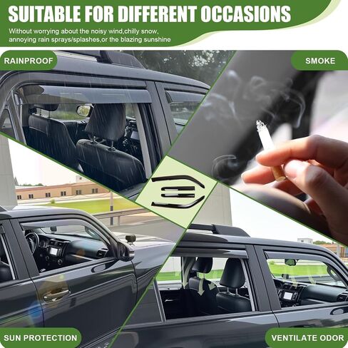 Window Visors Rain Guards for 2025 Toyota 4Runner, Durable Side Window Vent Deflectors Wind Shades for 4 Runner Accessories Black 4 Pcs(Upgrade in-Channel) in Kuwait