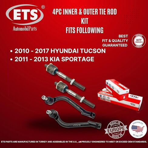 ETS 4PC Inner TIE ROD END KIT ES800717 ، ES800718 ، EV800964 FITS 2010-2017 HYUNDAI TUCSON/FITS 2011-2013 KIA Sportage-مصنوع في أوروبا in Kuwait