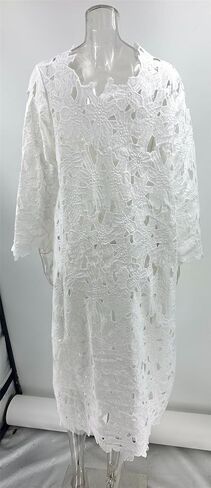 Women's Long Sleeve Lace See-Through Bodycon Sexy Nightclub Party Beach Bikini Cover Up Dress in Kuwait