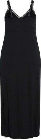 AVENUE Plus Size Lace Trim Maxi Sleep Dress, Black in Saudi Arabia