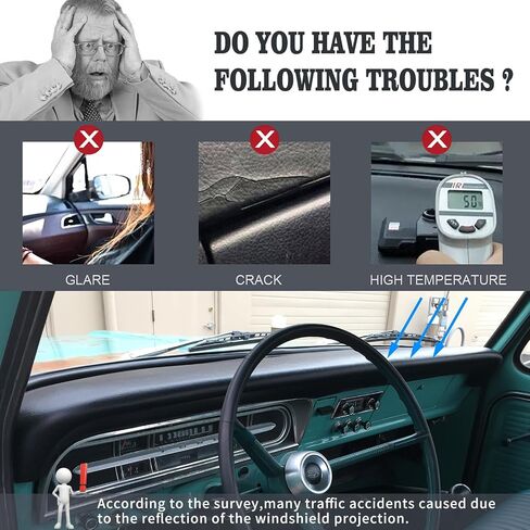 غلاف لوحة القيادة مخصص لصالح 1967-1972 فورد F100 F250 F350 بيك آب ، واقي سجادة بوس غلاف داش (أسود) in Kuwait