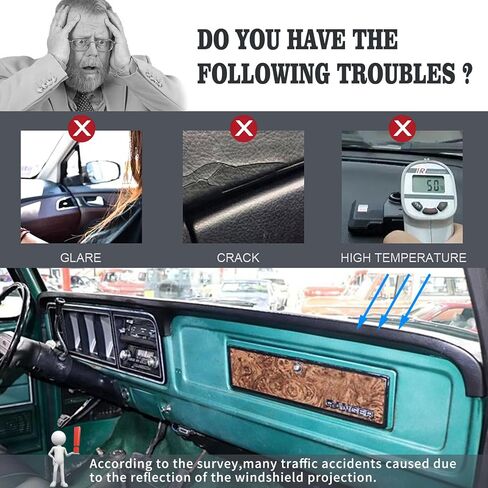 غلاف لوحة القيادة مخصص لصالح 1967-1972 فورد F100 F250 F350 بيك آب ، واقي سجادة بوس غلاف داش (أسود) in Kuwait