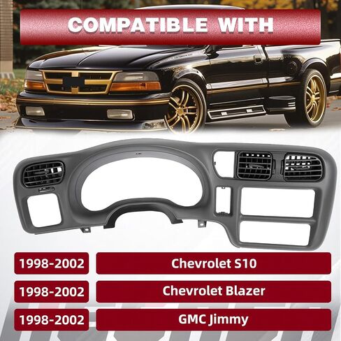 لوحة راديو Hecasa Dashboard متوافقة مع 1998-2002 Chevy Chevrolet S10 Blazer GMC Jimmy Dash Trim Bezel Abs Plastic Gray Fit Single Din Radio in Kuwait