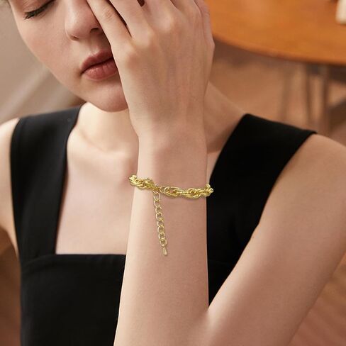 Bracelet for Women 14K Gold Plated Dainty Chain Simple Jewelry Adjustable Minimalist for Her in Saudi Arabia