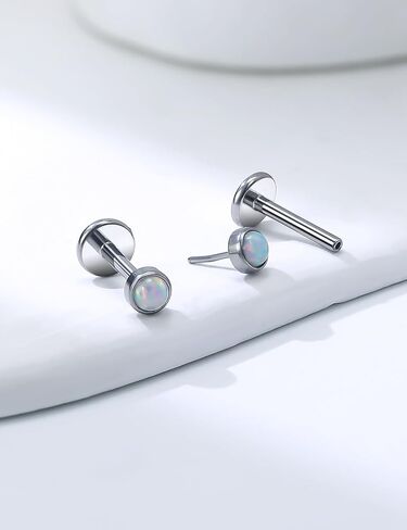 20G 18G 16G pushless push in ASTM F136 TITANIUM NOSE RING STURS FLAT BACK STRINGS G23 TITANIUM TRAGUS HELIX CONCH CARTILAGE أقراط ثقب المجوهرات للنساء للنساء أوبال 2-3 ملم in Saudi Arabia