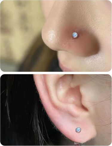 20G 18G 16G pushless push in ASTM F136 TITANIUM NOSE RING STURS FLAT BACK STRINGS G23 TITANIUM TRAGUS HELIX CONCH CARTILAGE أقراط ثقب المجوهرات للنساء للنساء أوبال 2-3 ملم in Saudi Arabia