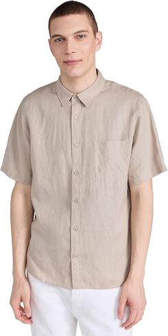 Vince Men's Linen Short Sleeve Shirt in Saudi Arabia