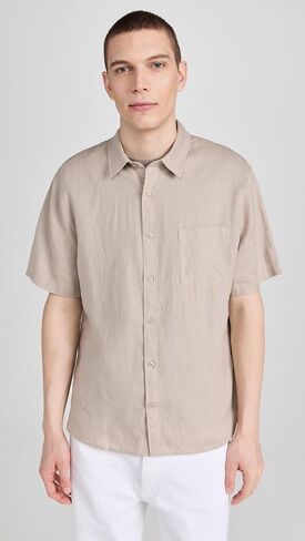 Vince Men's Linen Short Sleeve Shirt in Saudi Arabia