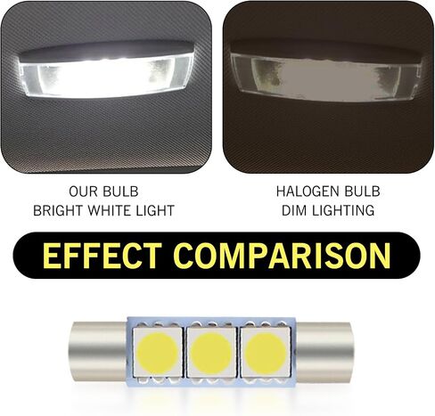 Downhill 10 PCS T6 5050 LED Sun Visor Lights, 28MM 7500K Ultra-Bright Flat Head Double Pointed Roof Light Reading Light, Multi-functional Plug-and-Play Lighting Accessories, for Cars (White) in Saudi Arabia