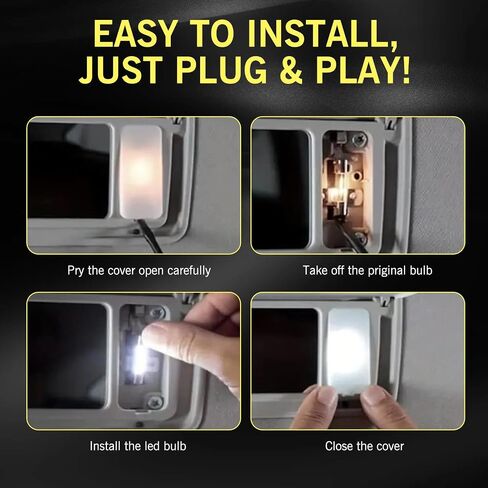 Downhill 10 PCS T6 5050 LED Sun Visor Lights, 28MM 7500K Ultra-Bright Flat Head Double Pointed Roof Light Reading Light, Multi-functional Plug-and-Play Lighting Accessories, for Cars (White) in Saudi Arabia