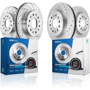 Detroit Axle - Brake Rotors for 17-22 GMC Acadia 18-23 Chevy Traverse Buick Enclave 19-23 Blazer, Drilled and Slotted Disc Brake Rotors Replacement: 12.64" inch Front and 12.40" inch Rear Rotors in Kuwait