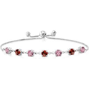 GEM Stone King 925 Sterling Silver Pink Lab Growman Diamond و Red Garnet Linfinity Links Bracelet للنساء (2.94 CTTW ، جولة 4.5 مم ، قابلة للتعديل بالكامل حتى 9 بوصات) in Saudi Arabia