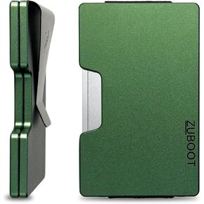 محفظة RFID النحيفة للرجال-محفظة جيب الألمنيوم الأمامية مع مقطع نقدي قابل للإزالة ، حزام نقدي وحامل Airtag المدمج-تصميم معدني خفيف الوزن ، متين (أخضر ، يحمل 16 بطاقة) in Kuwait