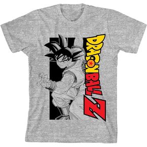 Bioworld Dragon Ball Z Goku Rotated Logo Boy's Athletic Heather T-Shirt in Kuwait