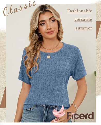 Ficerd 3 Pack Tuct Short Women Short Sleeve Tunic Turs ، Raglan Sleeve Sleeve المنحنية المنحنية المنقسمة من الطقوس القمصان فضفاضة in Saudi Arabia