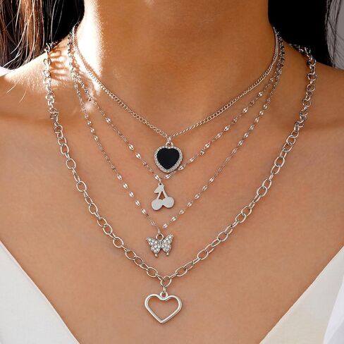 NEWITIN 45 Pieces Silver Jewelry Set for Women Party Costume Punk Jewelry Set Goth Grunge Y2k Accessories Vintage Gothic Necklaces Bracelets Earrings Rings for Women Men in Saudi Arabia