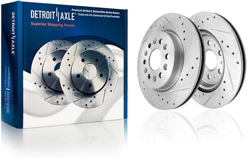 Detroit Axle-دوارات الفرامل لـ 17-22 GMC Acadia 18-23 Chevy Traverse Buick Enclave 19-23 ، الدوارات الخلفية المحفورة والاحتفال بالقرص: 12.64 بوصة أمامية و 12.40 بوصة متداولات خلفية بوصة in Kuwait
