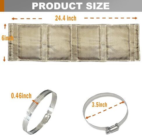 Titanium Pipe Heat Shield 4'' x 8'' Exhaust Heat Wrap Motorcycle Heat Guard Cover with 2 PCS Stainless Steel Clamps in Saudi Arabia