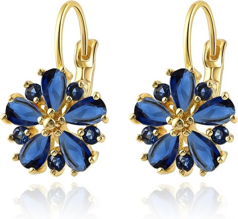 Vintage Gold Flower Birthstone Earrings - Hypoallergenic Leverback Floral Earrings, Trendy Jewelry Gift for Women in Saudi Arabia