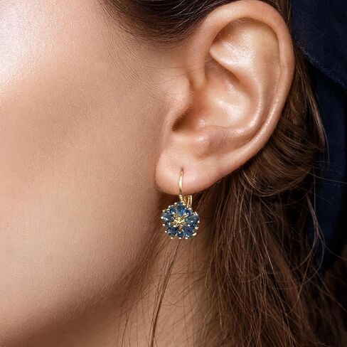 Vintage Gold Flower Birthstone Earrings - Hypoallergenic Leverback Floral Earrings, Trendy Jewelry Gift for Women in Saudi Arabia