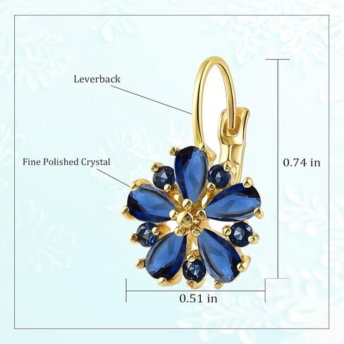Vintage Gold Flower Birthstone Earrings - Hypoallergenic Leverback Floral Earrings, Trendy Jewelry Gift for Women in Saudi Arabia
