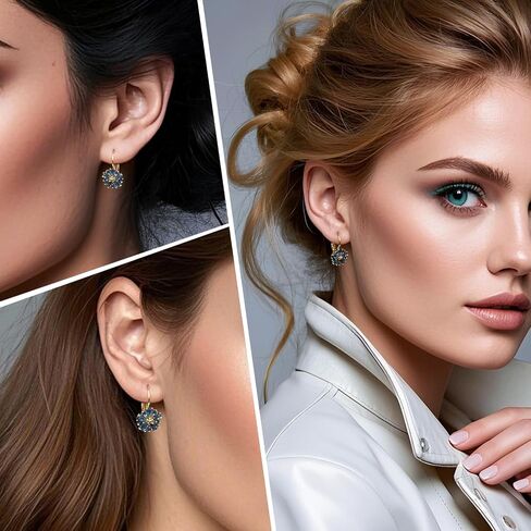 Vintage Gold Flower Birthstone Earrings - Hypoallergenic Leverback Floral Earrings, Trendy Jewelry Gift for Women in Saudi Arabia