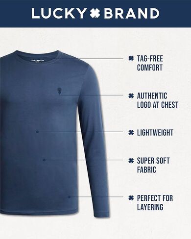 قمصان Lucky Brand Men Long Sleeve - القمصان غير الرسمية للرجال - Switch Crewneck للرجال (S -XL) in Saudi Arabia