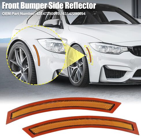 X AutoHaux Pair 63147290093 63147290094 Front Pumper Reflector Side Marker لـ BMW F15 F85 X5 M 2014-2017 استبدال العاكس الأصفر الأصلي الأصلي in Saudi Arabia