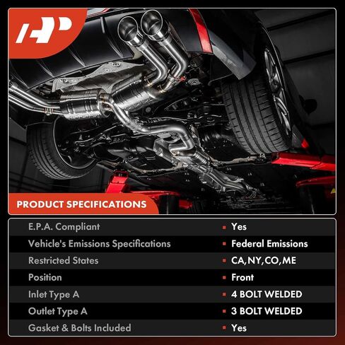 A-Premium Front Pront Convalter with Gasket Kit-Fit Direct-Fit متوافق مع Honda Civic 2016 2017 2018 2019 2020 2021 ، 2.0L ، E.P.A. متوافق in Saudi Arabia