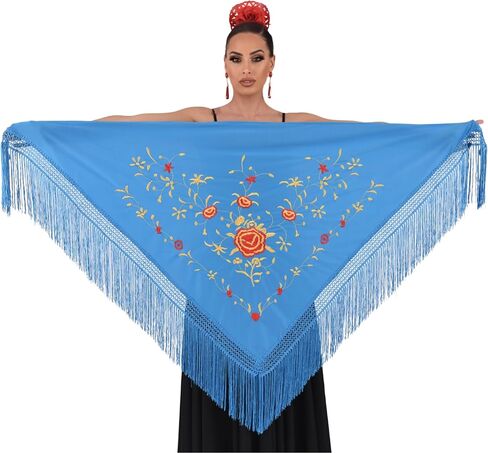 Mantón de Flamenco MEDIANO bordado a una cara. 160 × 75 سم. فليكوس دي 15 سم in Saudi Arabia