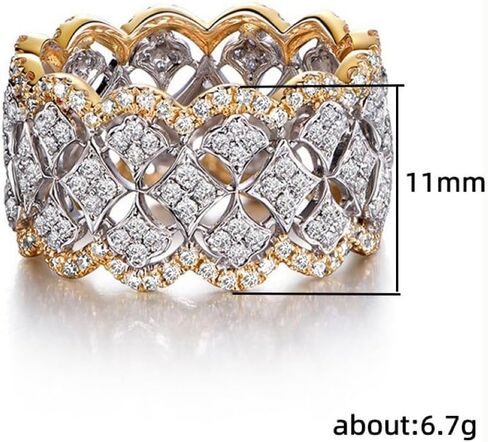 925 Sterling Silver shiny hollow two-tone ring Cubic Zirconia Promise Rings CZ Diamond Multi Row Eternity Engagement Wedding Band Ring for Women Women Jewelry Rings Statement in Saudi Arabia