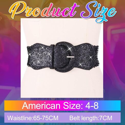 Nicute Sequin Waist Belt Wide Sparkly Dress Belts Elastic Waistband Cinch Accessory for Women in Kuwait