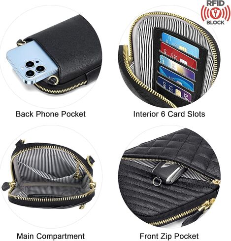 أكياس Nuoku Small Crossbody للنساء محفوظات الهاتف الخليوي النباتي للنساء مع سحاب مزدوج ، محفظة RFID in Saudi Arabia