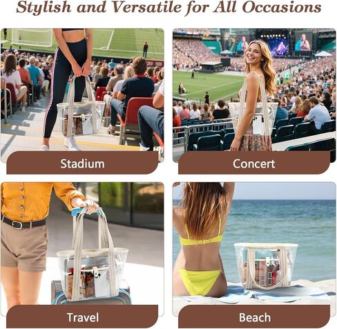 MoKo Clear Tote Bag, Large Capacity Handbags with 2 Pockets, Waterproof PVC Tote Bags for Women, Clear Bag for Stadium Events in Saudi Arabia
