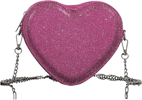 QWINEE Women's Sparkling Heart Shape Purse Novelty Mini Bag Chain Single Strap Evening Crossbody Handbags in Saudi Arabia