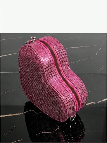QWINEE Women's Sparkling Heart Shape Purse Novelty Mini Bag Chain Single Strap Evening Crossbody Handbags in Saudi Arabia