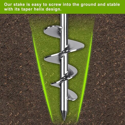 SELEWARE 18 Inch Ground Anchors Screw in, 4 Pack Heavy Duty Trampoline Stakes Tent Stakes High Wind Wider Spiral Earth Anchors for Trampolines Camping Tent Sheds Carports Securing Animals Swing Sets in Kuwait