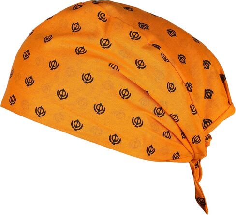 BISMAADH 100% Cotton Sikh Religious Khanda Printed Patka Durag Skull Cap in Saudi Arabia