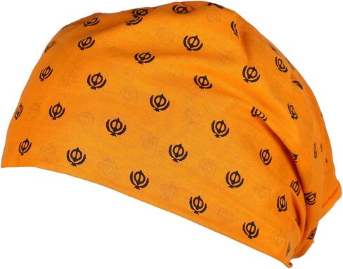 BISMAADH 100% Cotton Sikh Religious Khanda Printed Patka Durag Skull Cap in Saudi Arabia