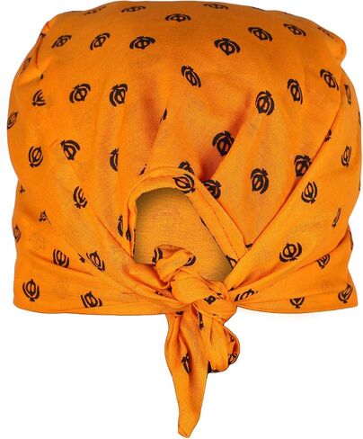 BISMAADH 100% Cotton Sikh Religious Khanda Printed Patka Durag Skull Cap in Saudi Arabia