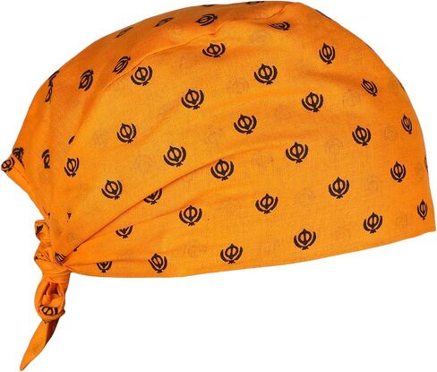 BISMAADH 100% Cotton Sikh Religious Khanda Printed Patka Durag Skull Cap in Saudi Arabia