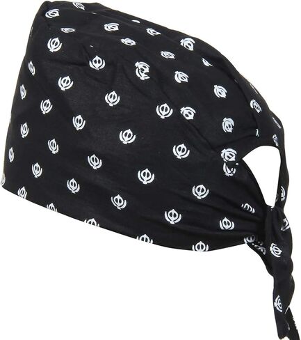 BISMAADH 100% Cotton Sikh Religious Khanda Printed Patka Durag Skull Cap in Saudi Arabia