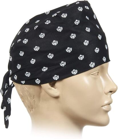 BISMAADH 100% Cotton Sikh Religious Khanda Printed Patka Durag Skull Cap in Saudi Arabia