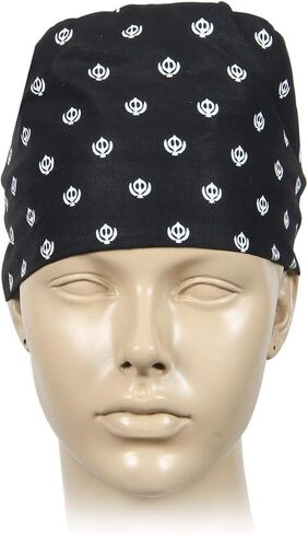 BISMAADH 100% Cotton Sikh Religious Khanda Printed Patka Durag Skull Cap in Saudi Arabia