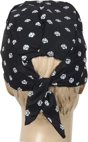 BISMAADH 100% Cotton Sikh Religious Khanda Printed Patka Durag Skull Cap in Saudi Arabia