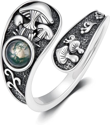 Mother Daughter Spoon Ring 925 Sterling Silver Elephant/Highland Cow/Dinosaur/Wolf/Dragonfly/Butterfly/Mushroom/Spoon Ring Vintage Boho Oxidized Wrap Adjustable Ring Gifts in Kuwait