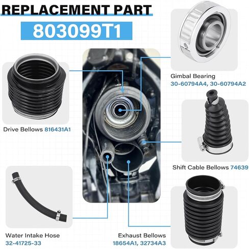 803099T1 Transom Seal Service Kit KIT REPLICE for mercruiser alpha One Gen 2 بمفصل Gimbal u و exhaut bellows 30-803099T1 in Kuwait